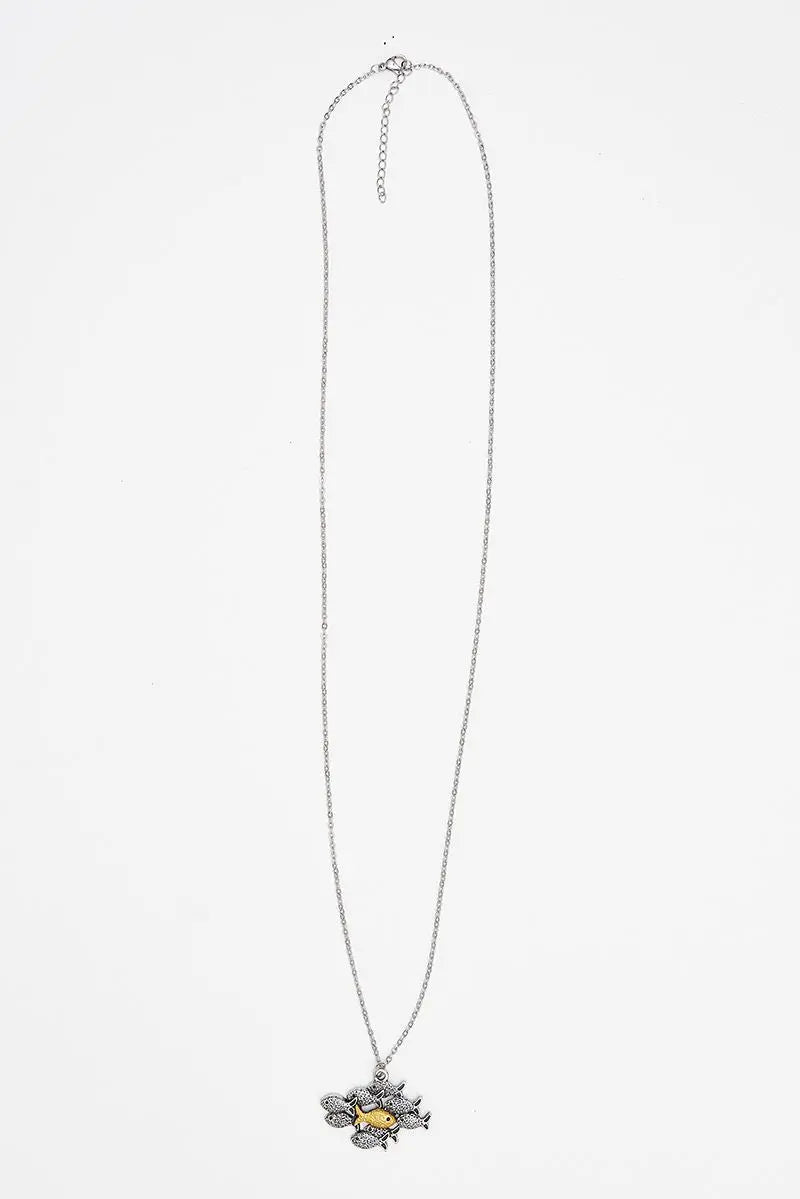 Collar en aleación sostenible con colgante varios peces