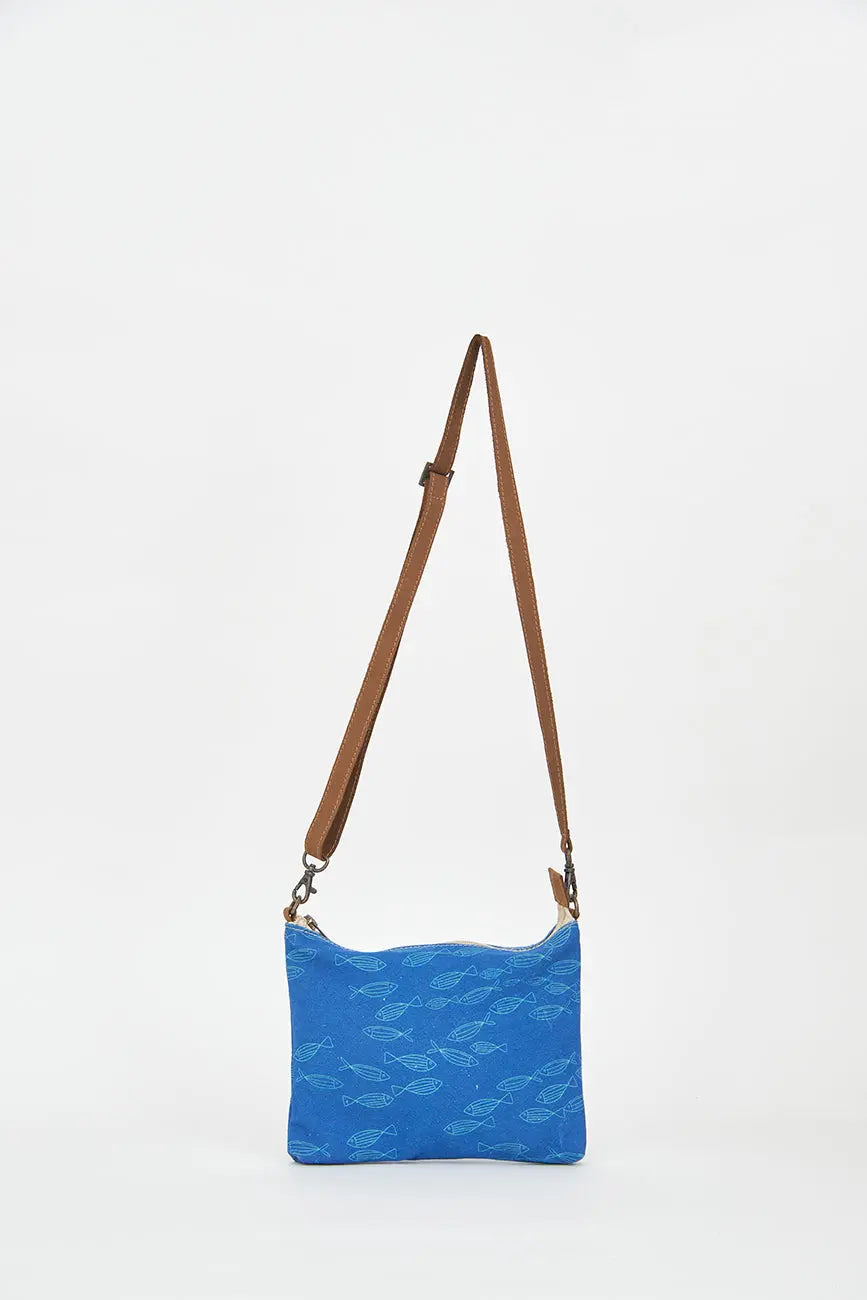 Bolso mediano o clutch en algodón peces - BATELA