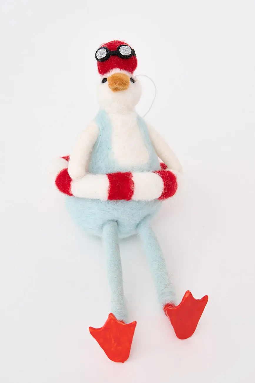 Colgante para árbol navidad en fieltro con pato nadador