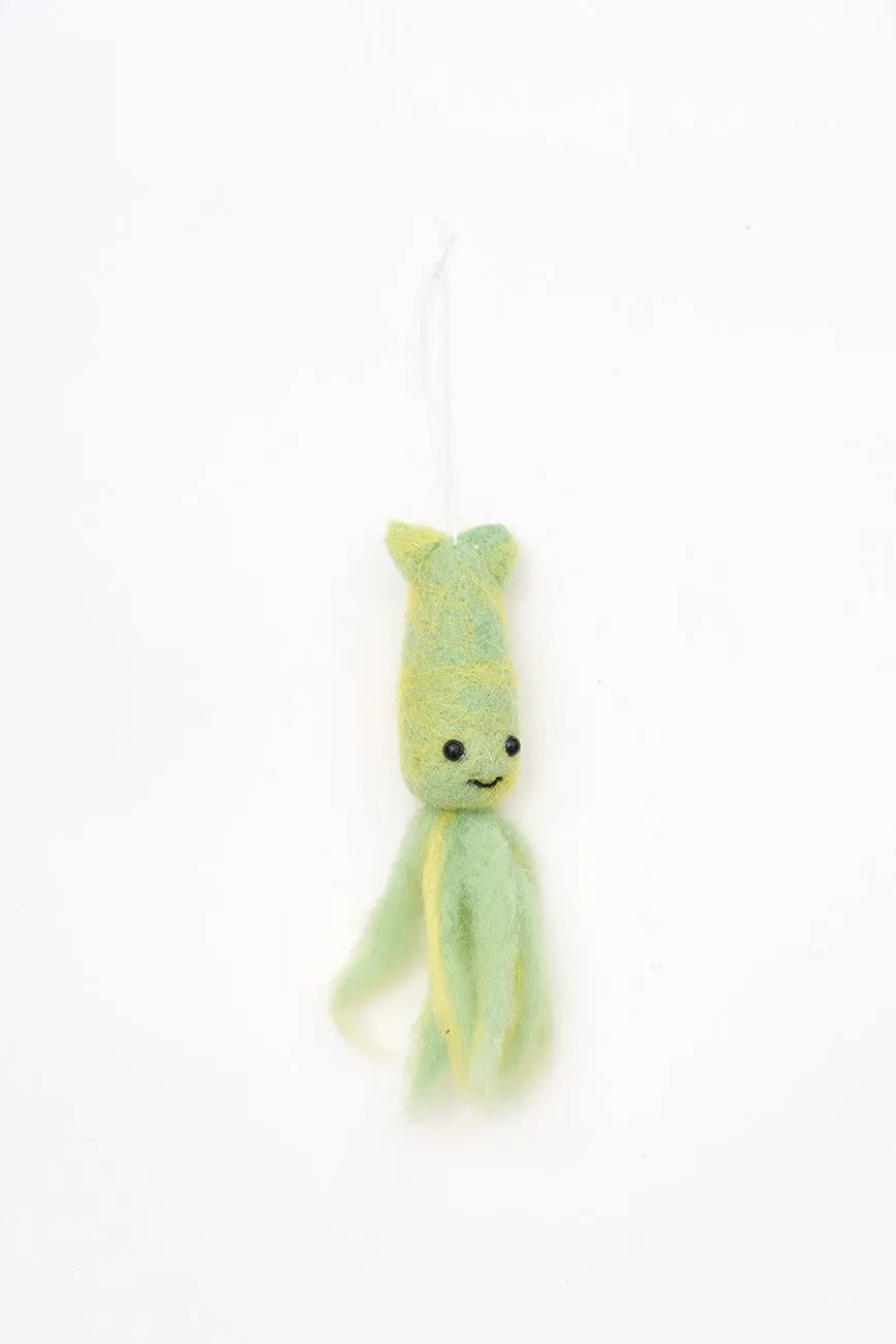 Colgante navideño en fieltro pulpo verde
