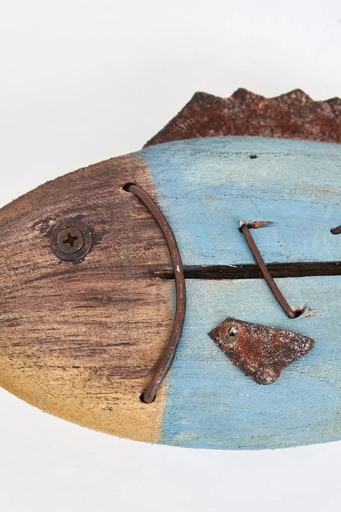 Colgante en forma de pez en madera y metal - BATELA