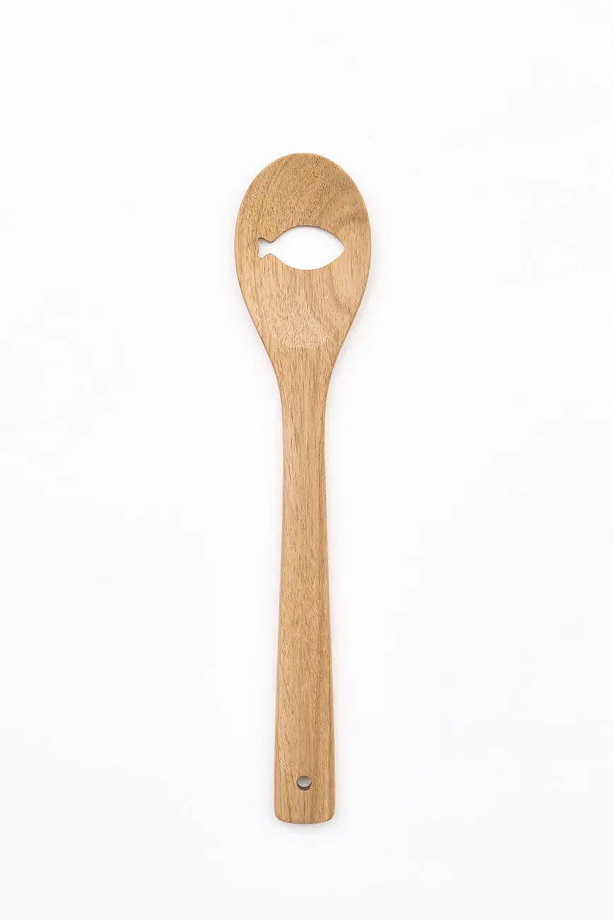 Cuchara de madera decorativa con pez