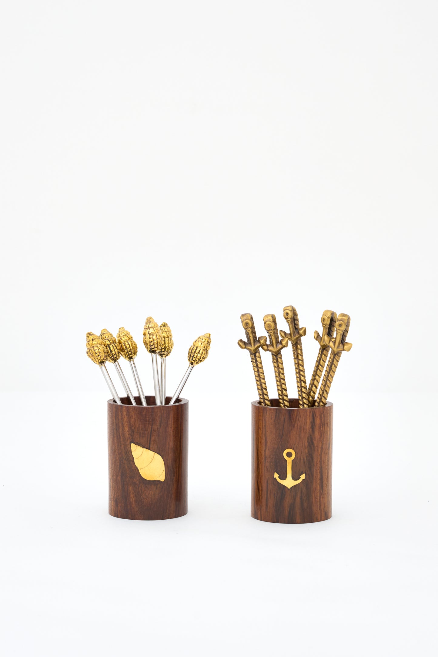 Pinchos cocktail caracola set 6 con cubo