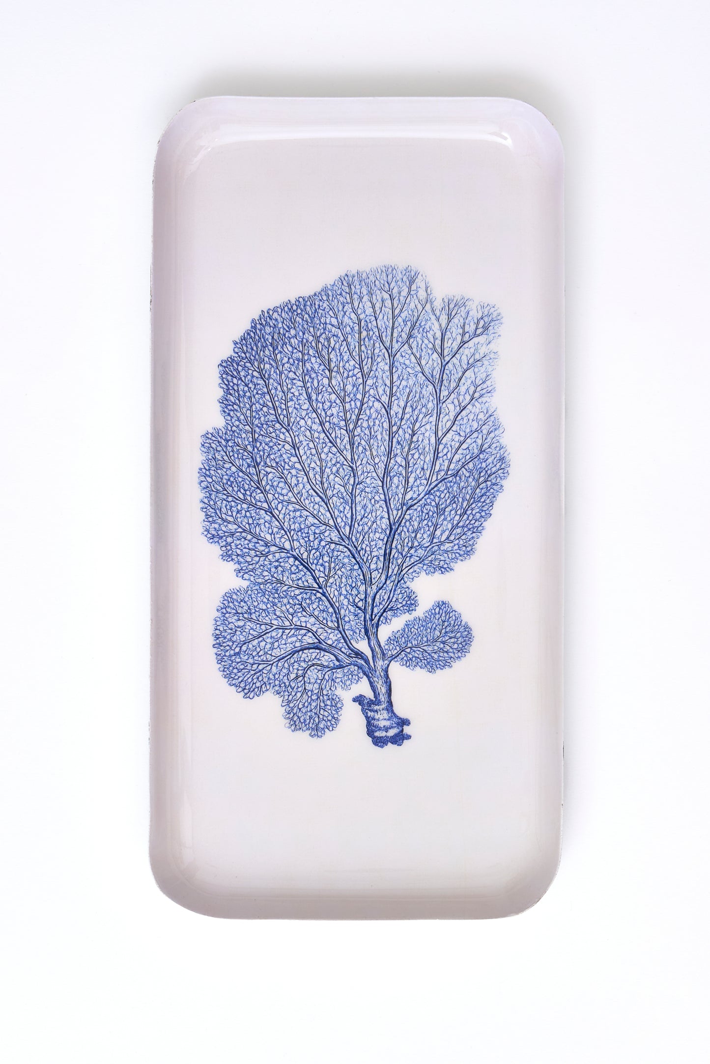 Plateau métal corail décoratif bleu