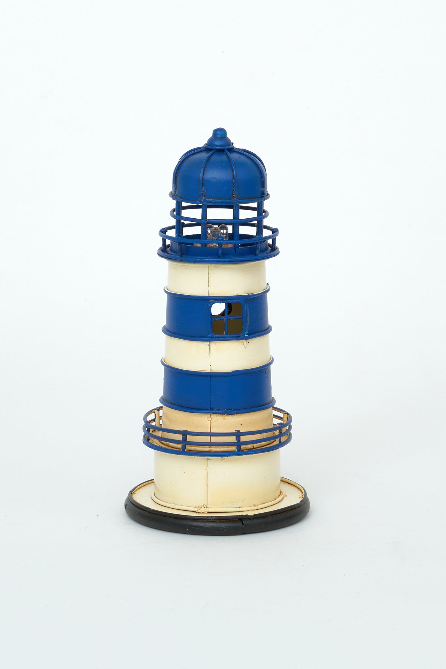 Lámpara faro metal azul