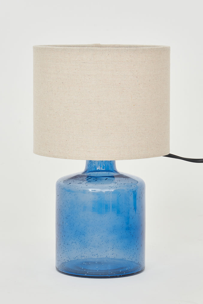 Lámpara de vidrio y lona pequeña azul