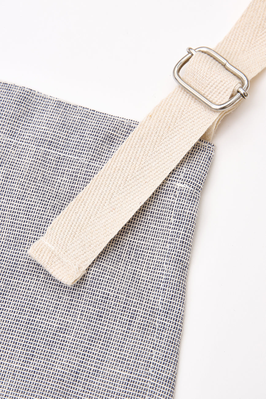 Delantal en algodón drill con langostas gris