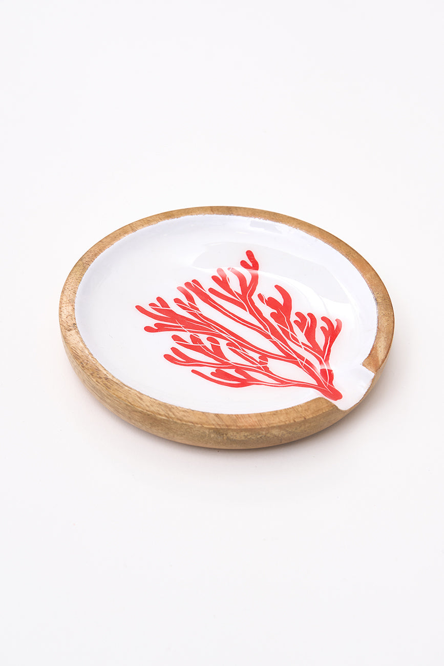 Reposacucharas madera esmaltada coral