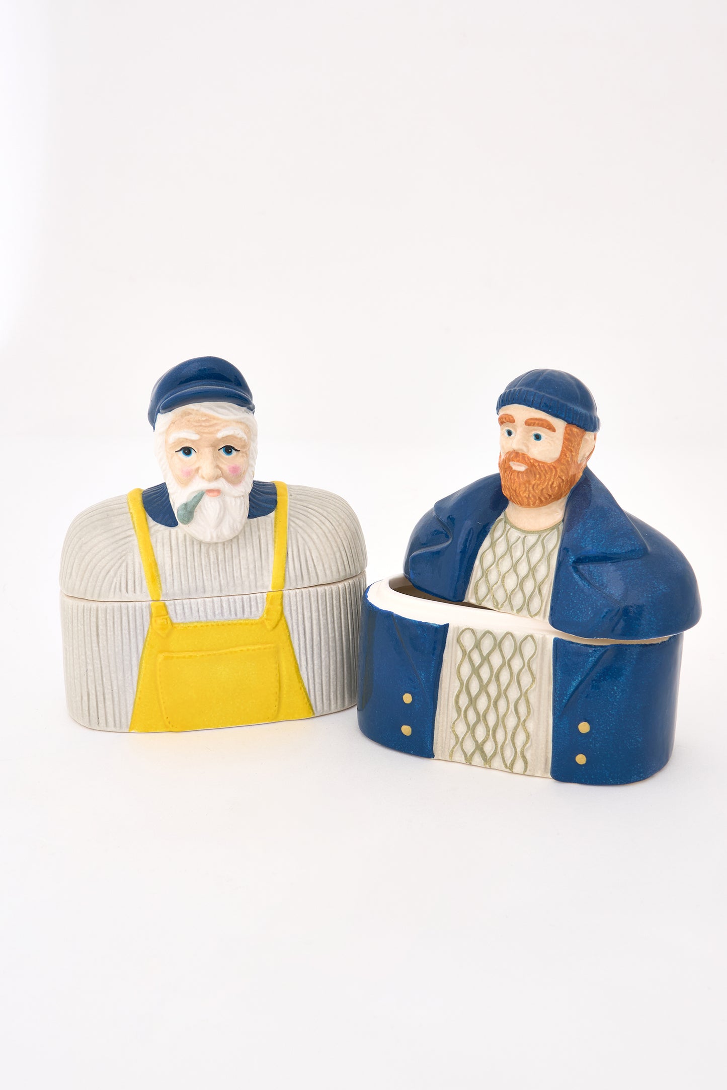 Blue fisherman ceramic box 12 cm
