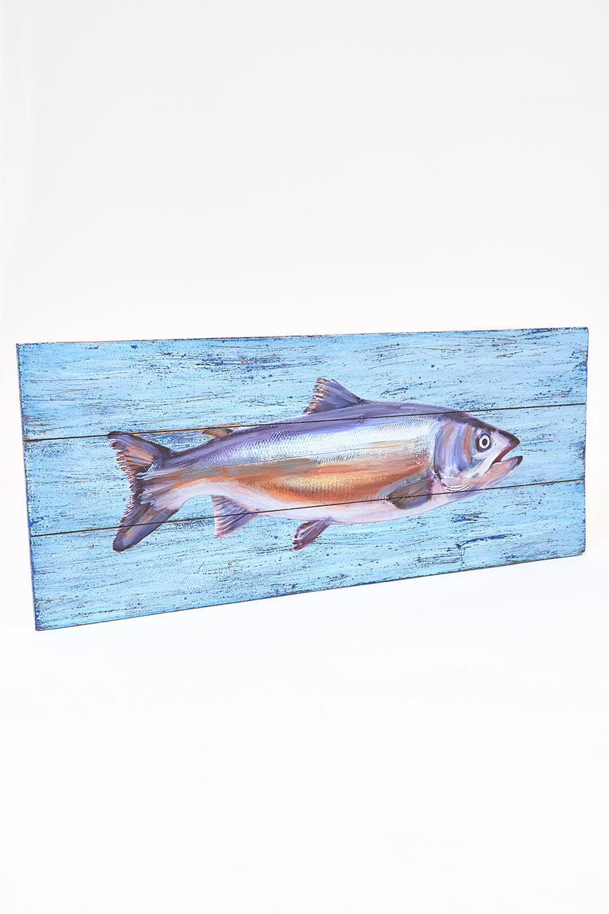 Wooden nautical picture with fish