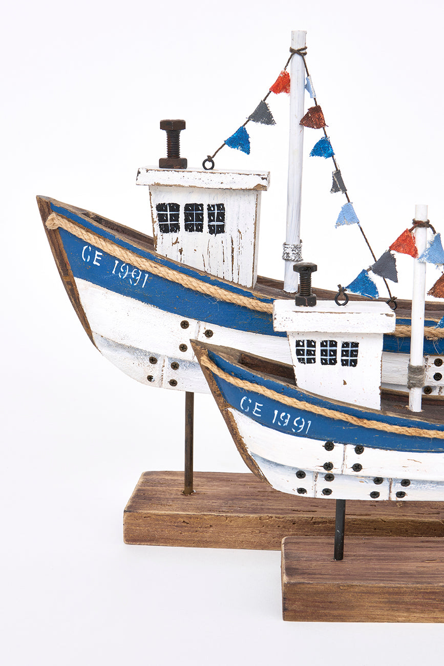 Decorative wooden boat with base