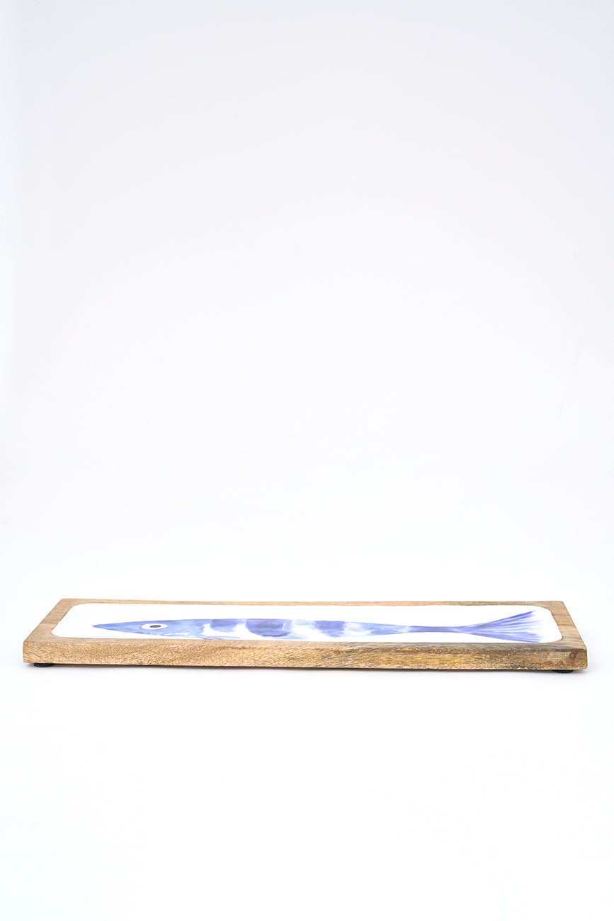 Bandeja de madera esmaltada con pez