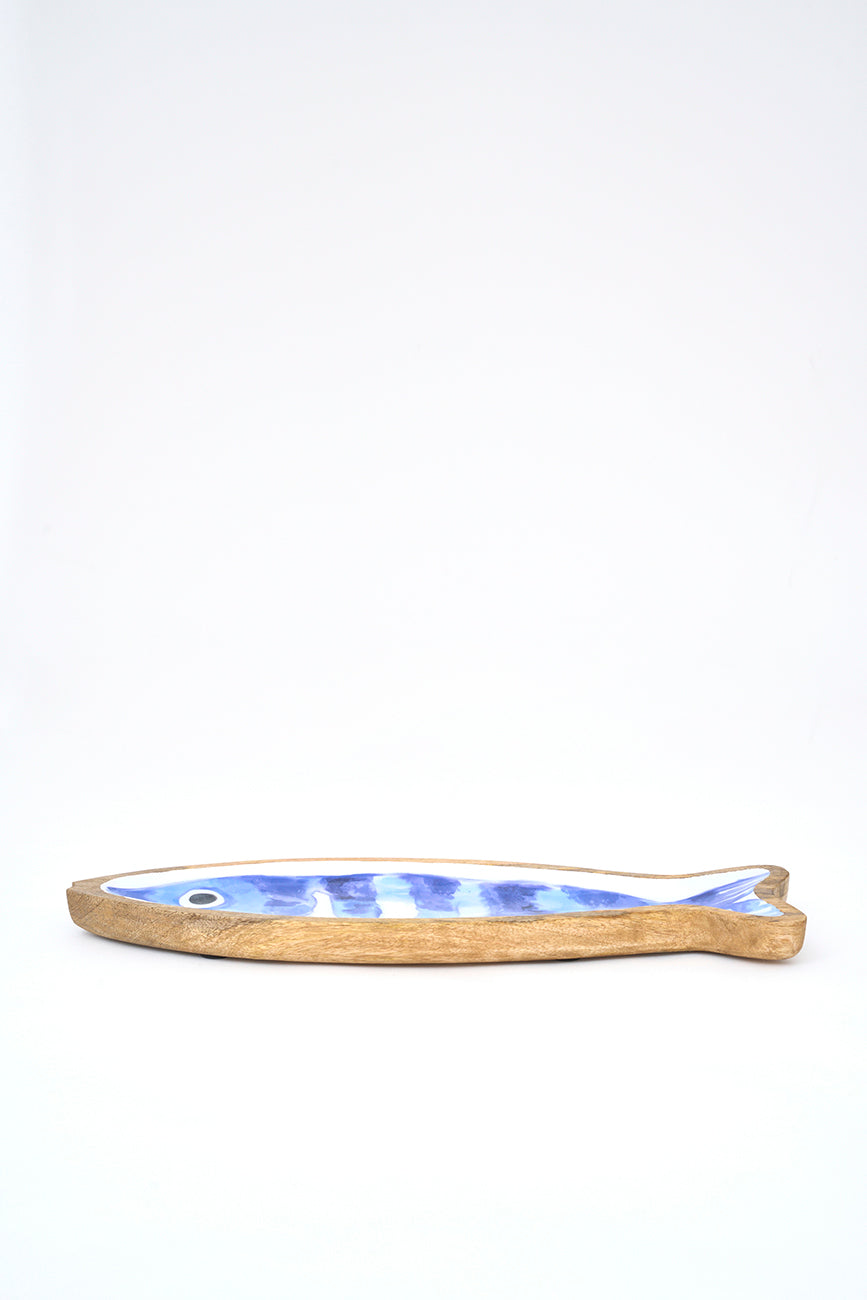 Bandeja de madera esmaltada con forma de pez
