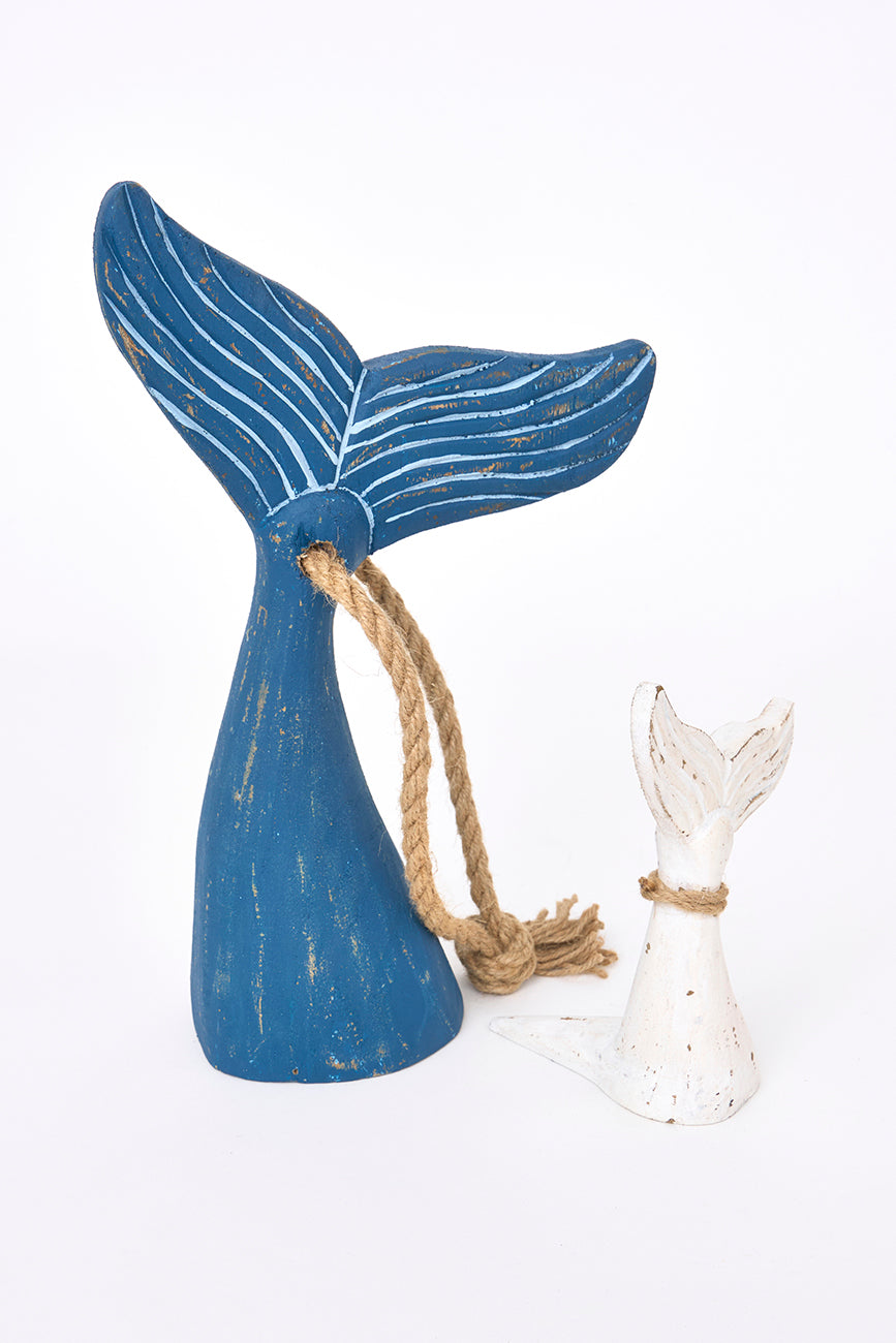 Tope de puerta grande de madera con forma de cola de ballena