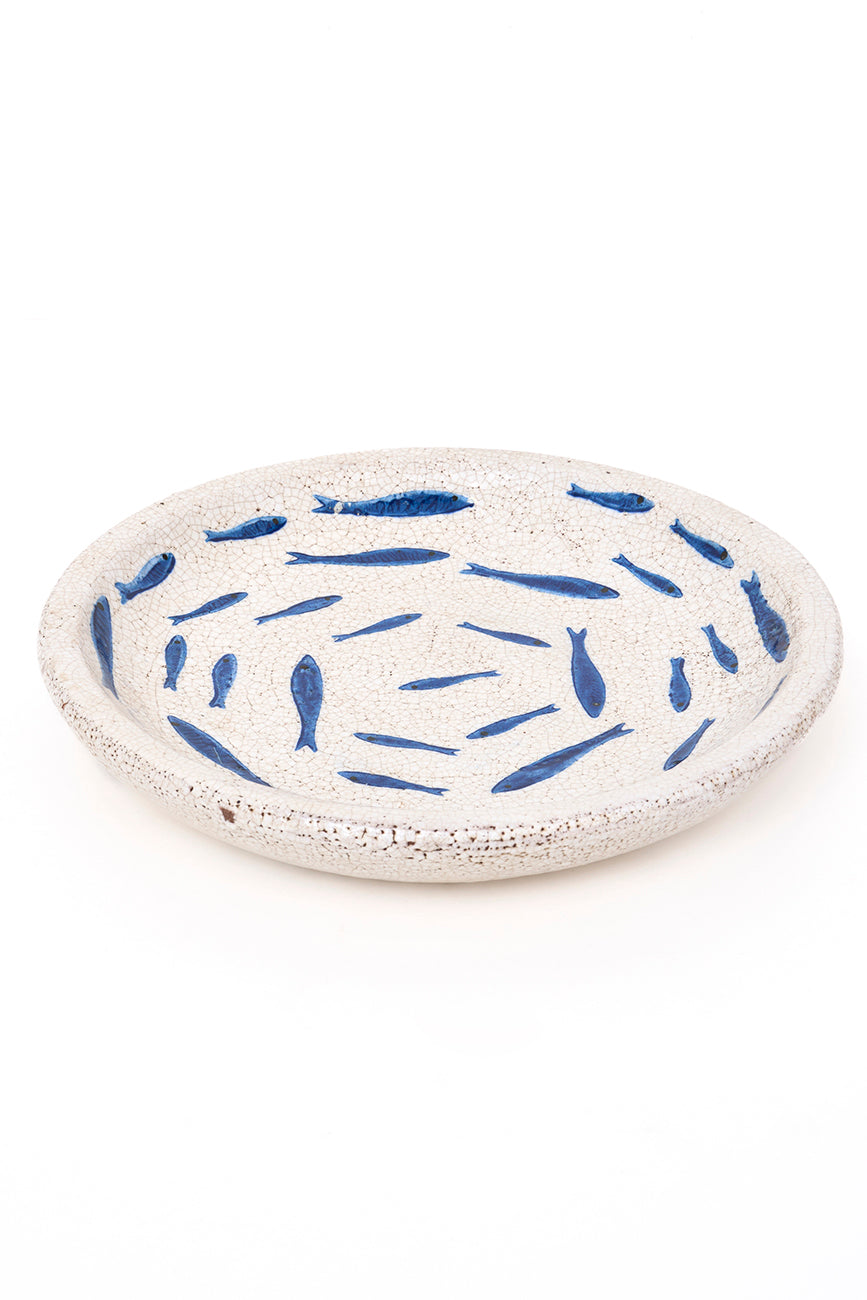 Plato de terracota con peces pintados