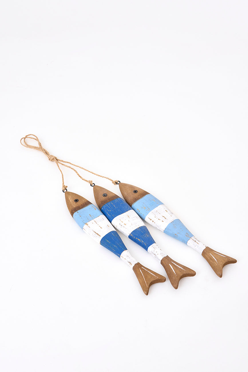 Ristra de 3 peces de madera a rayas