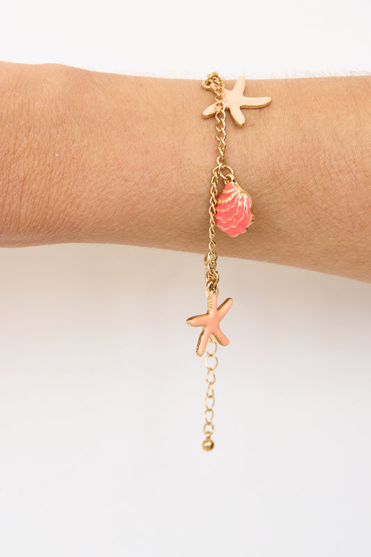 Pulsera dorada de acero inoxidable con motivos marinos