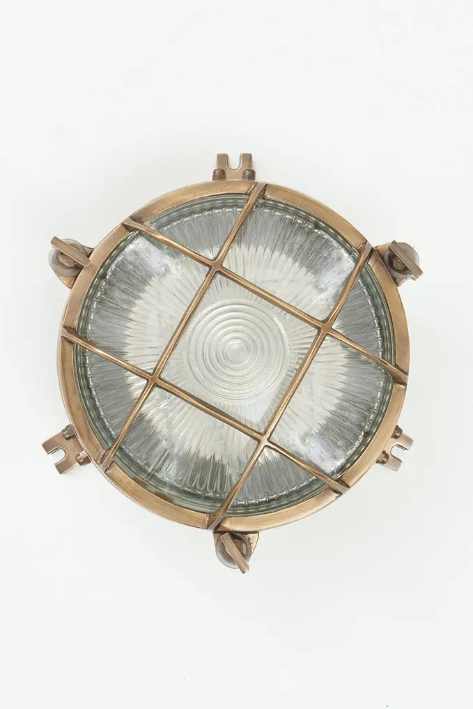 Lámpara vintage de latón de exterior redonda Batela Deco 2024