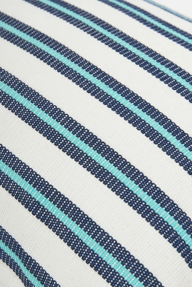 Cojín de algodón a rayas azules Batela