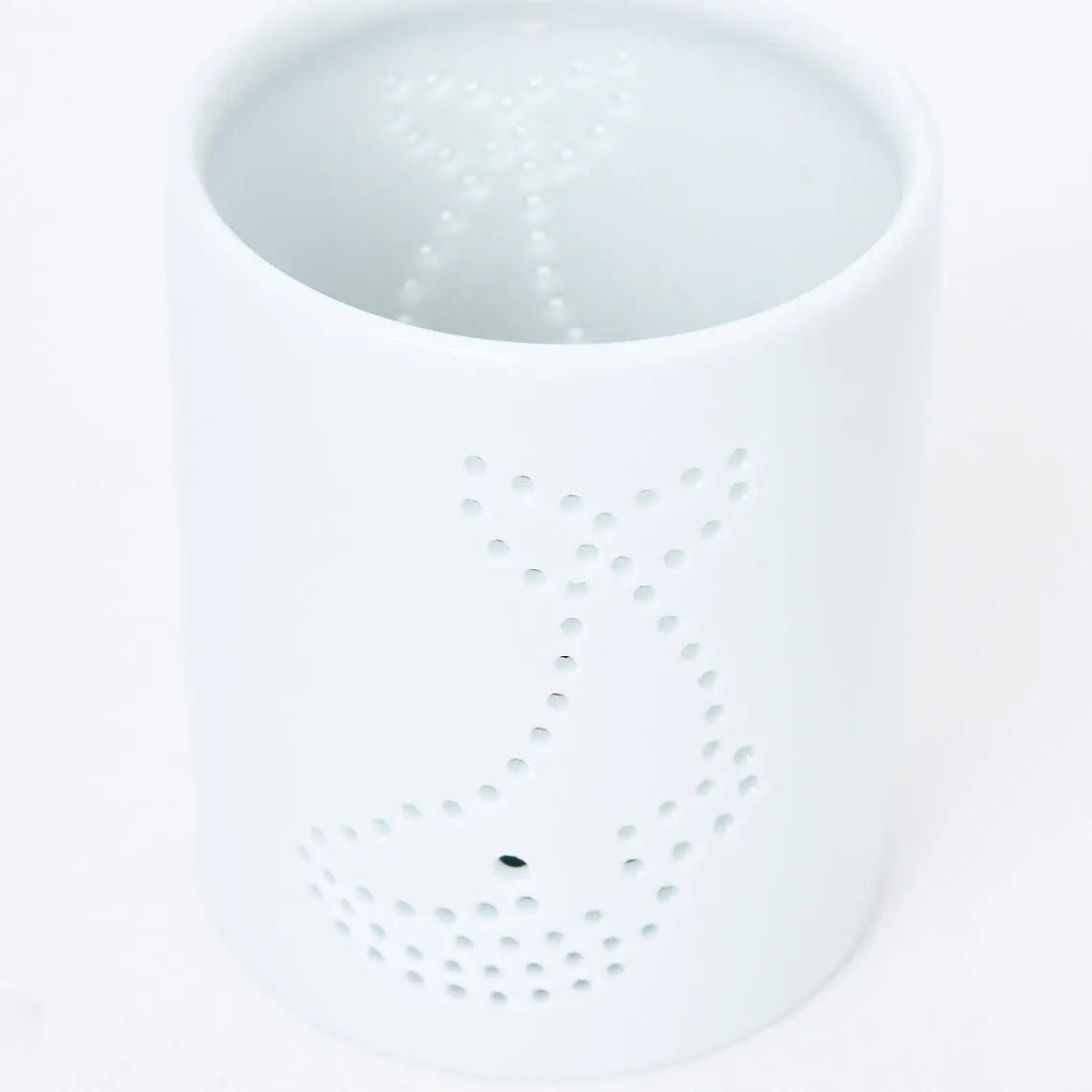 Portavelas de cerámica blanca con ballena - D7299 Batela