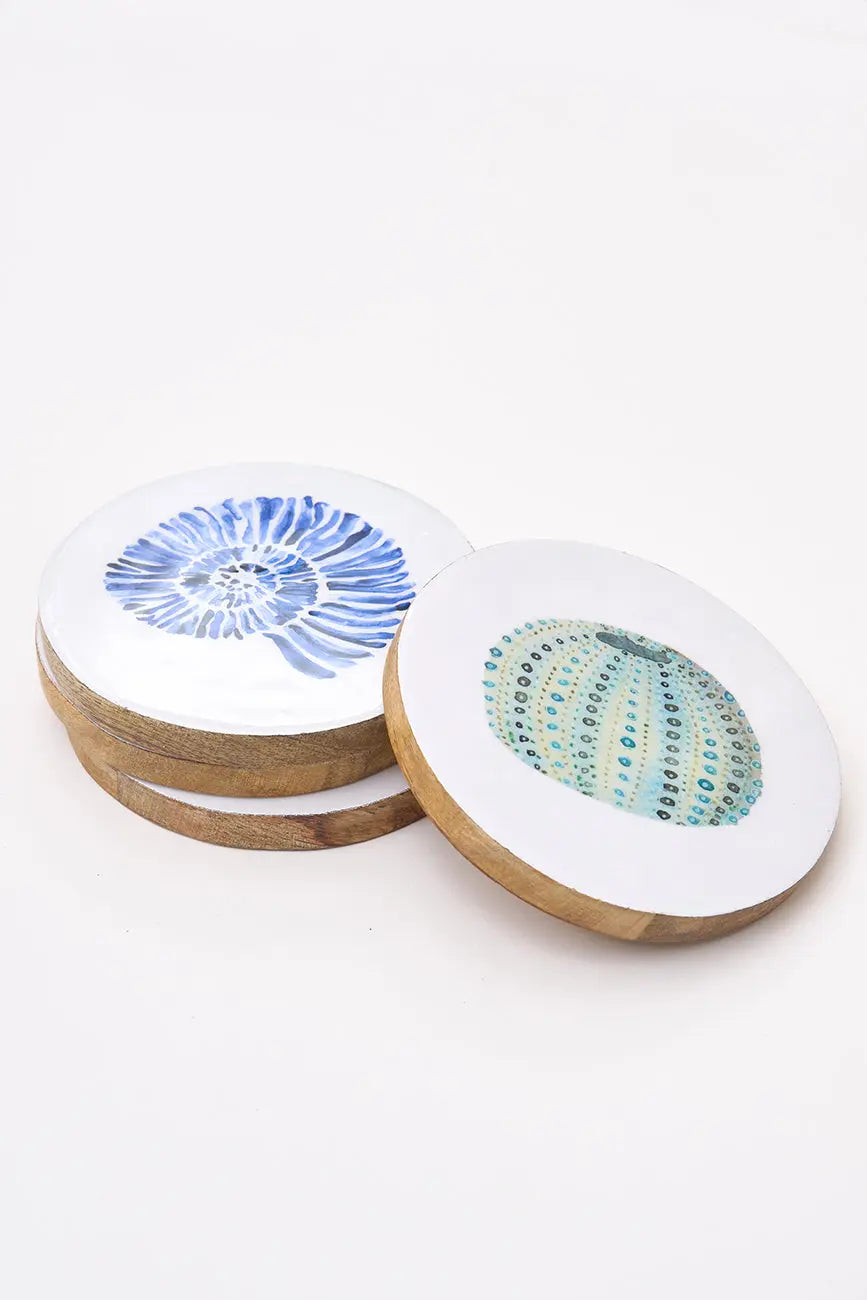 Set de 4 posavasos en madera esmaltada