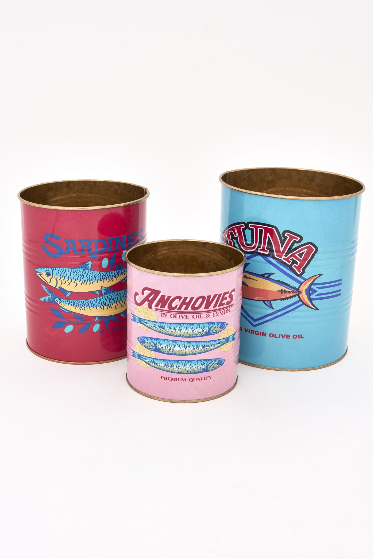 Set de 3 tiestos de metal, peces