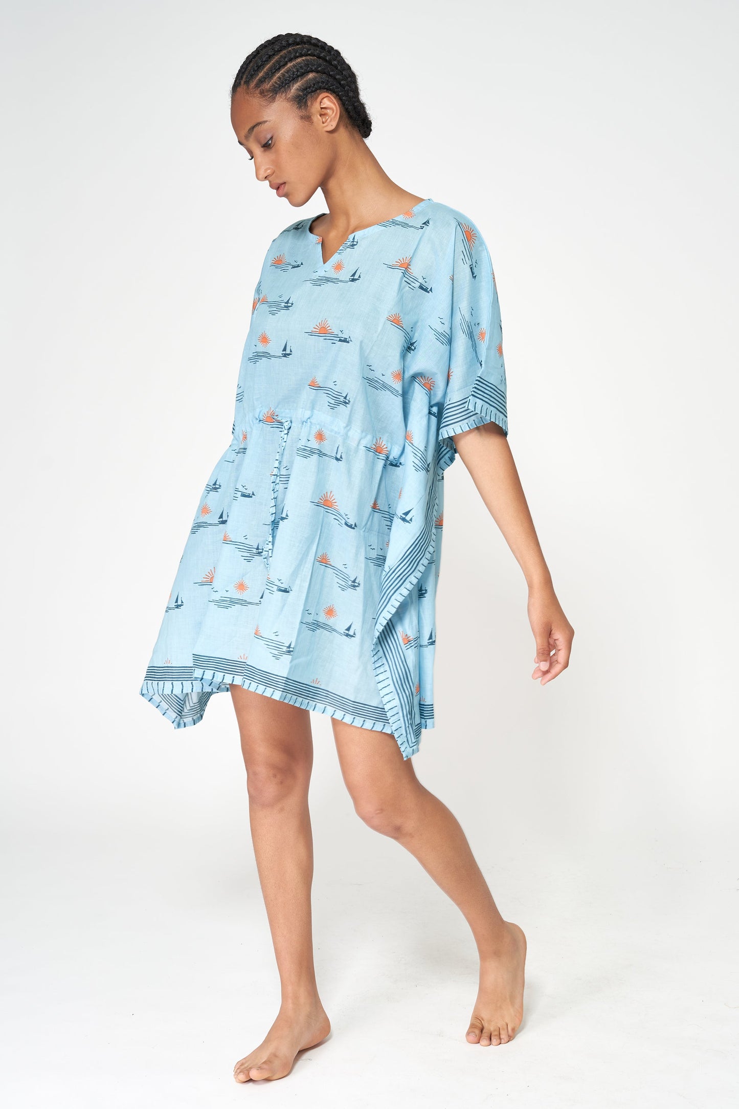 Poncho atardecer estilo costero