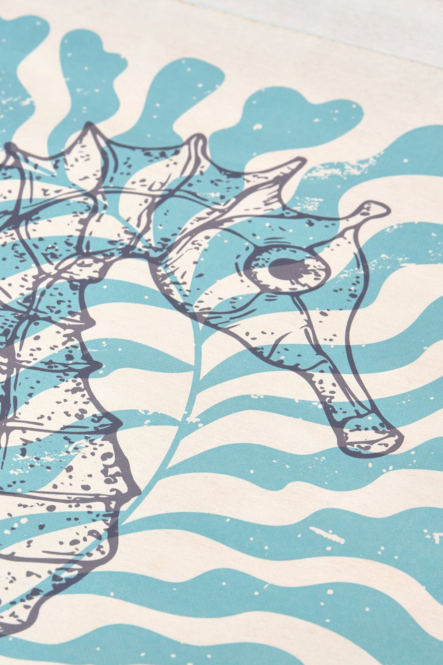 Nautical decorative print with seahorse