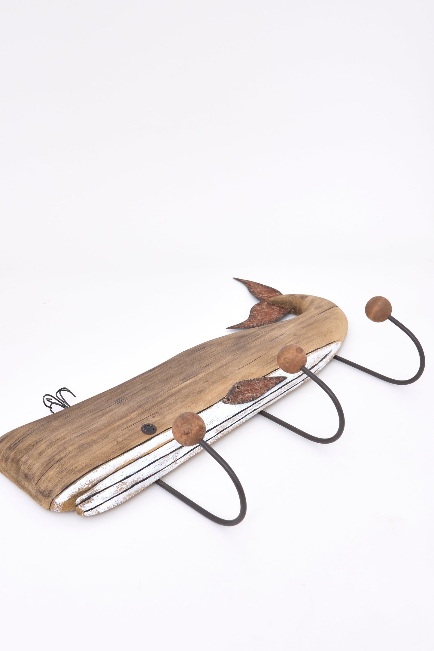 Decorative wooden whale coat rack