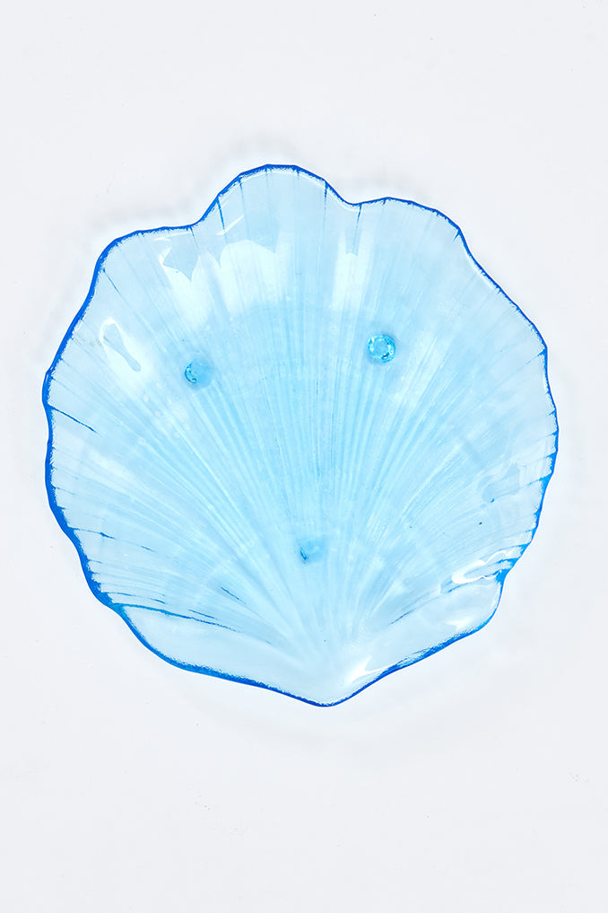 Bandeja concha en cristal azul grande
