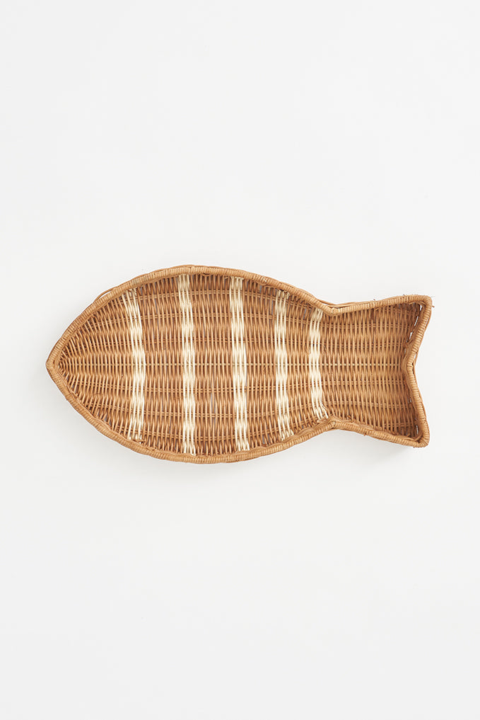 Bandeja de ratán con forma de pez Pequeño
