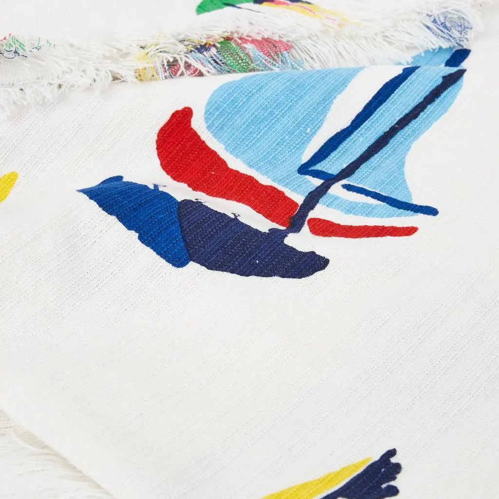 Manta de algodón con veleros de colores - D7348 Batela