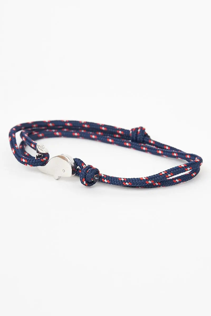 Pulsera o brazalete en cuerda azul marino con ballena