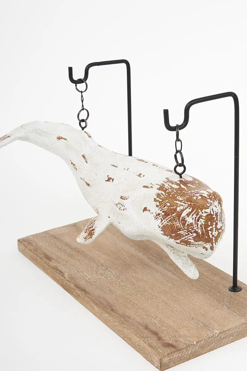 Large whale with wooden base