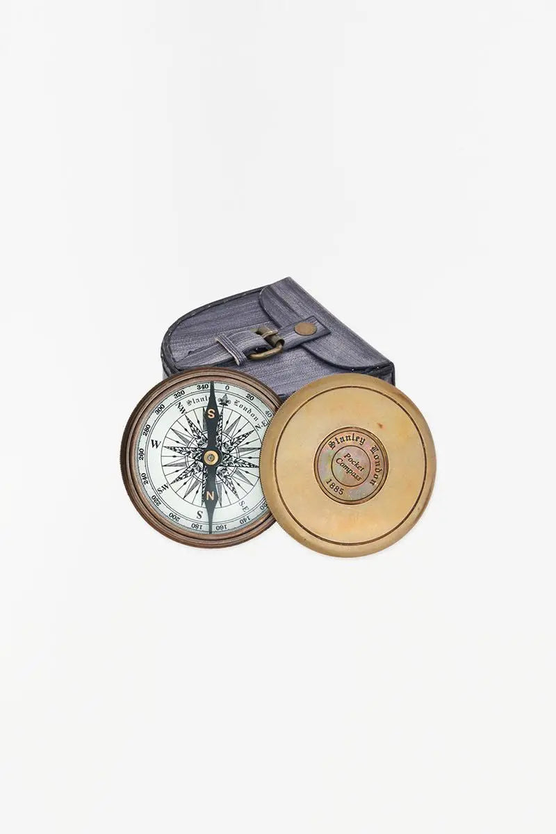 Boussole Vintage En Laiton Gravée Psaume 32:8 - Avec étui Cuir - Cadeau Chrétien Symbolique Pour Hommes Et Femmes