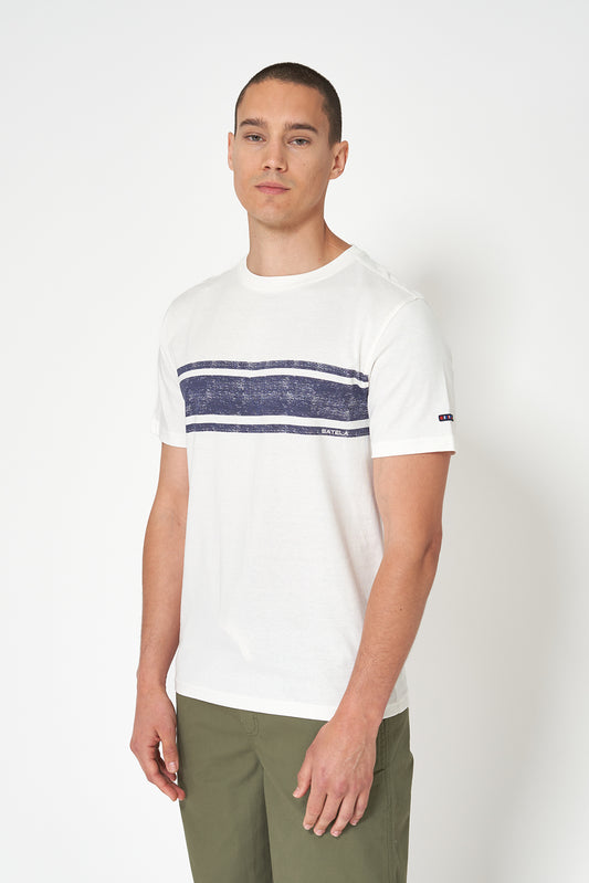 Cotton T-shirt with a striped design