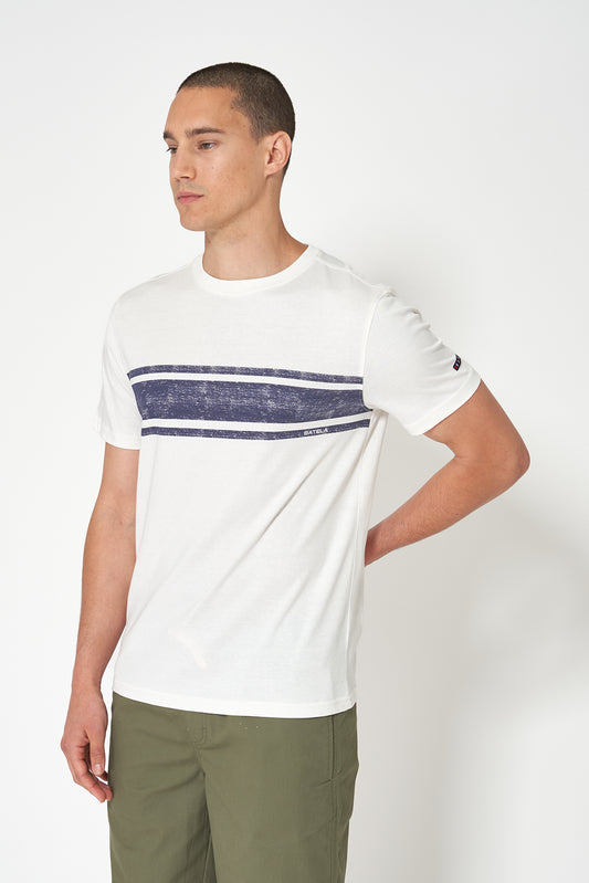 Cotton T-shirt with a striped design