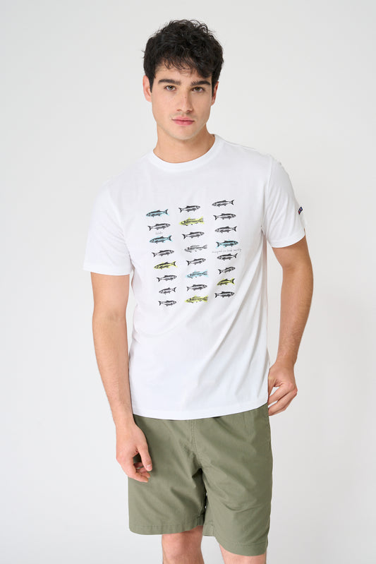 Cotton T-shirt with fish