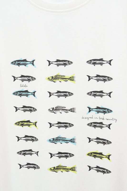 Cotton T-shirt with fish