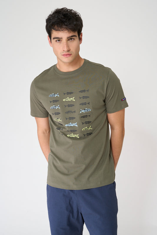 Cotton T-shirt with fish