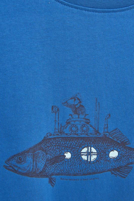 Cotton blend t-shirt with fish print