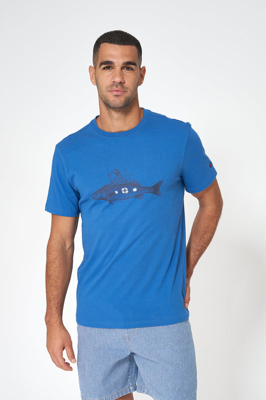 Cotton blend t-shirt with fish print