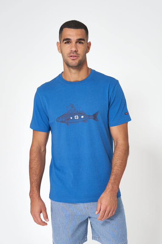 Cotton blend t-shirt with fish print