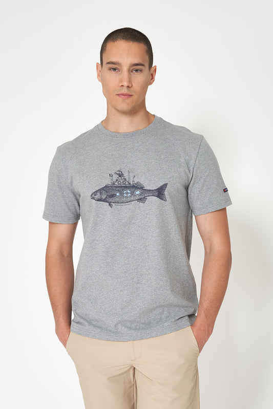 Cotton blend t-shirt with fish print