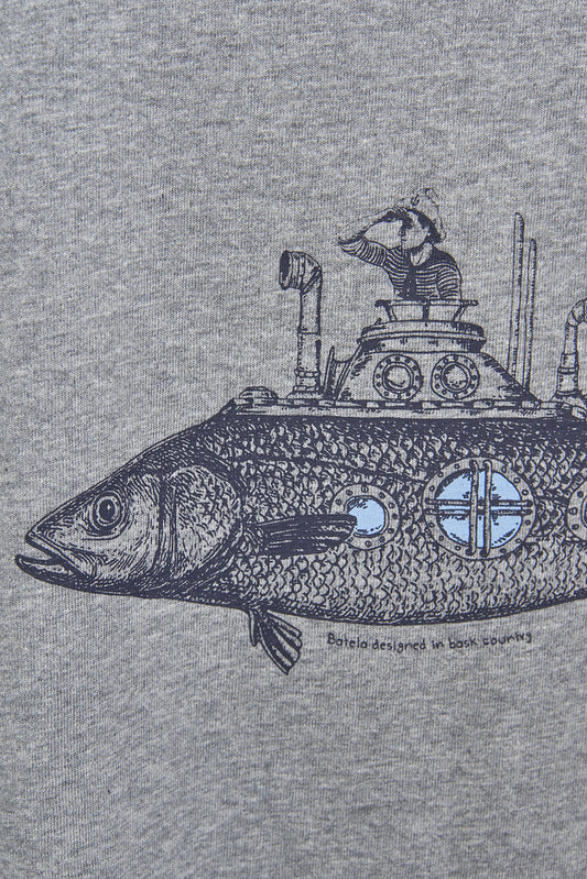 Cotton blend t-shirt with fish print