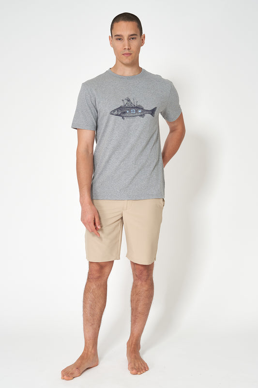Cotton blend t-shirt with fish print