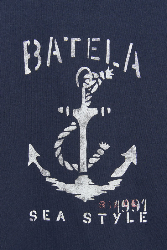 Cotton T-shirt with anchor and Batela logo