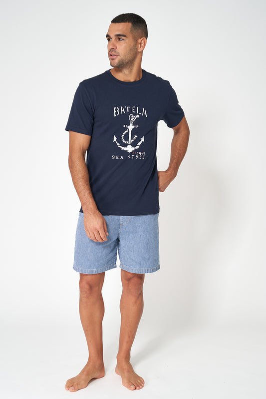 Cotton T-shirt with anchor and Batela logo