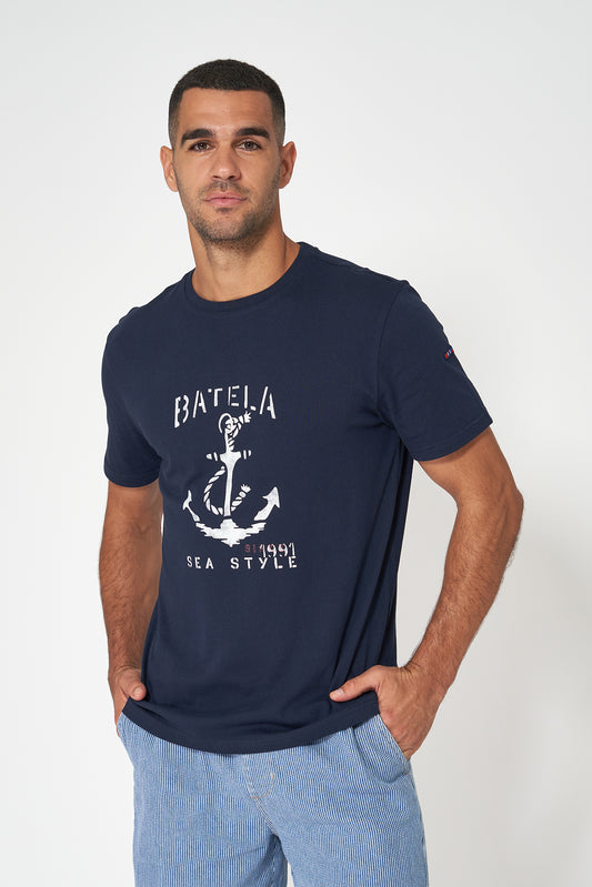 Cotton T-shirt with anchor and Batela logo