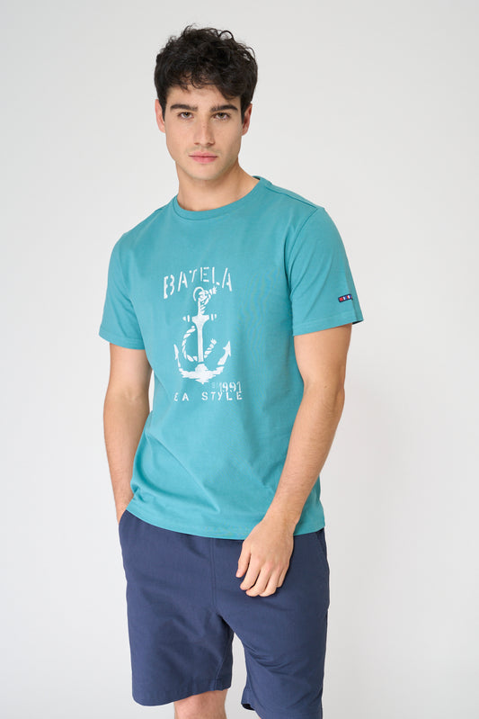 Cotton T-shirt with anchor and Batela logo